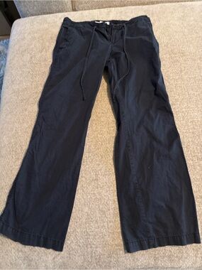 LOFT Ann Taylor LOFT Navy Wide Leg Drawstring Pants Petite 4P Cotton